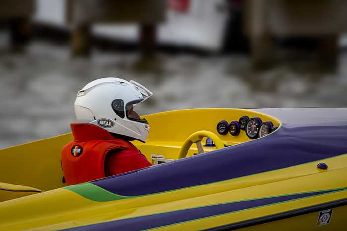 Yellow and Purple Outboard